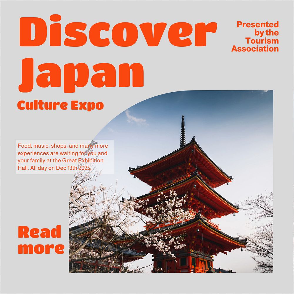 Japan culture expo Instagram post template, editable design