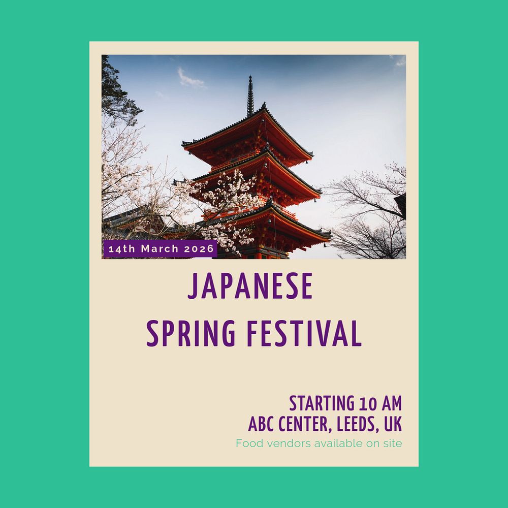 Spring festival Instagram post template, editable design