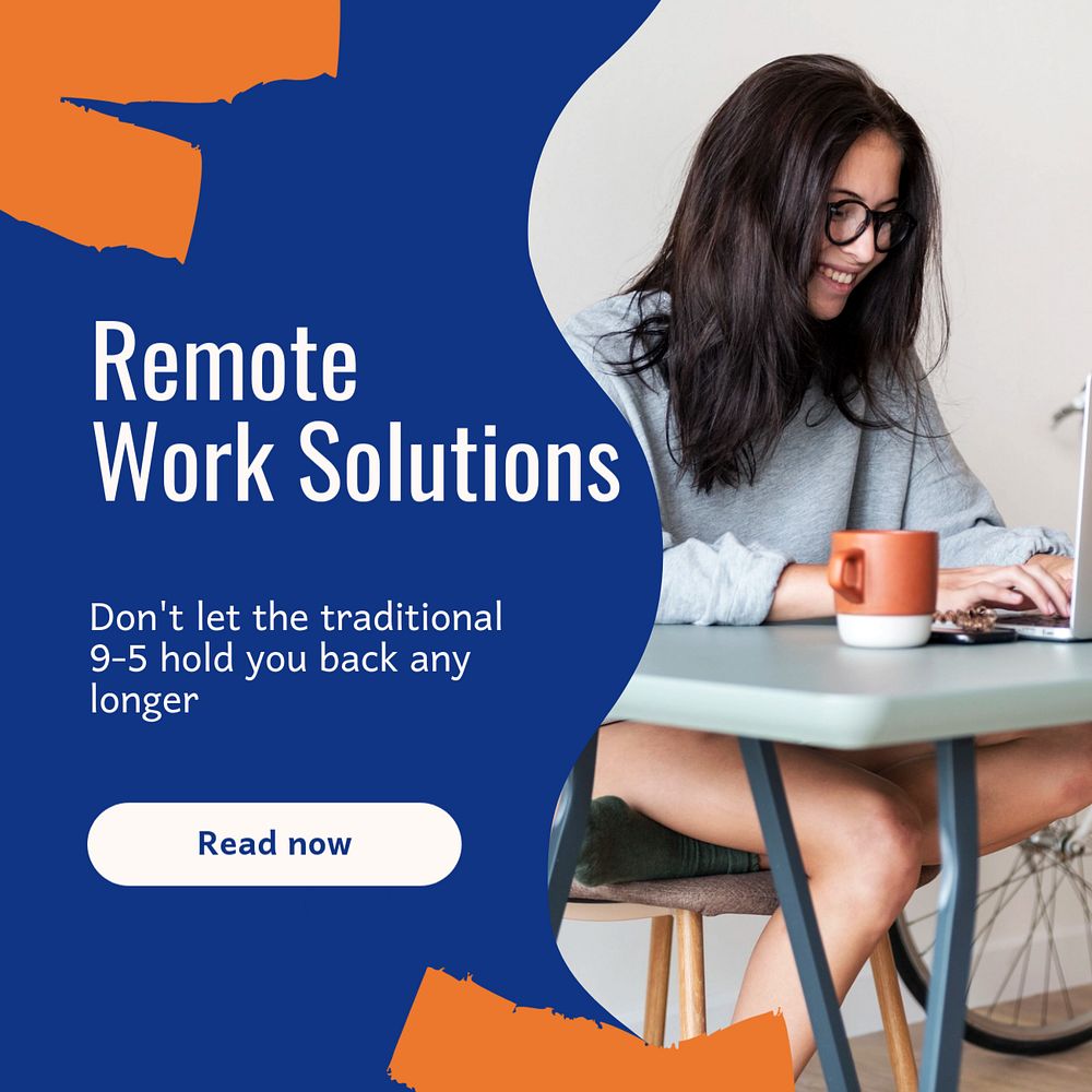 Home remote work Instagram post template, editable design