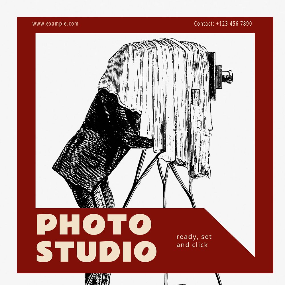 Photo studio Instagram post template, editable design