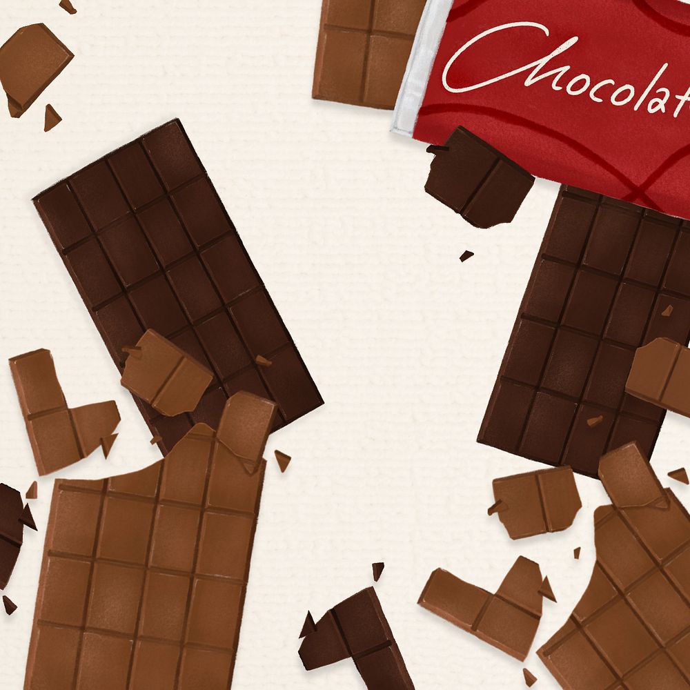 Chocolate bars background, dessert illustration, editable design