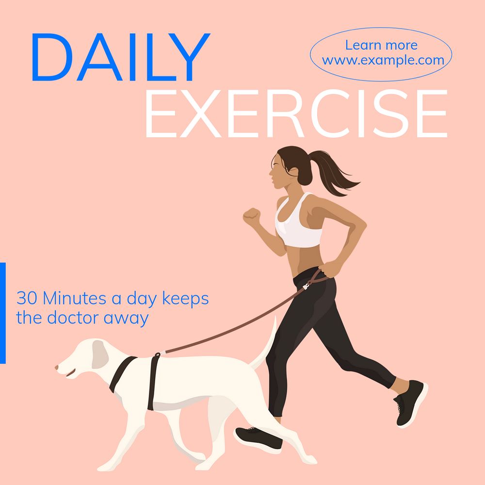 Daily exercise Instagram post template, editable text