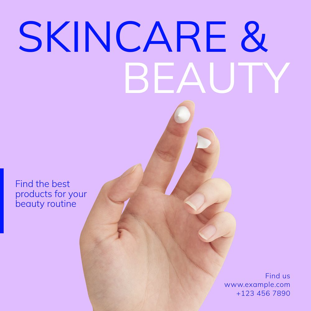 Skincare & beauty Instagram post template, editable text