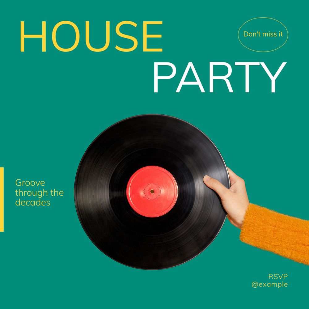 House party Instagram post template, editable text