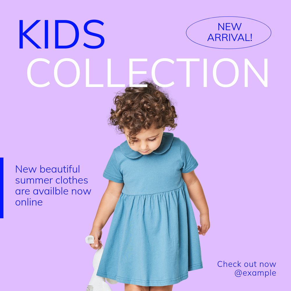 Kids collection Instagram post template, editable text