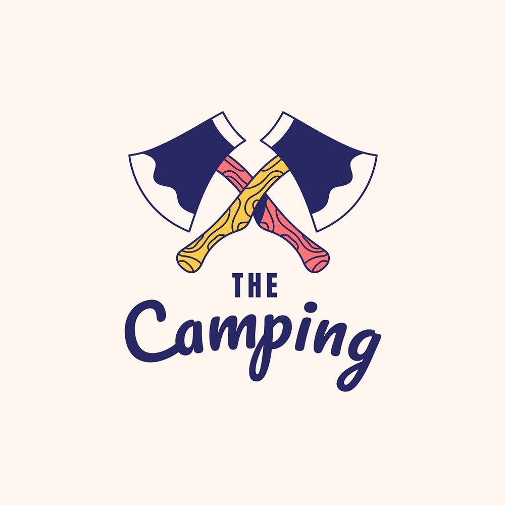 Vintage camping logo template, editable design