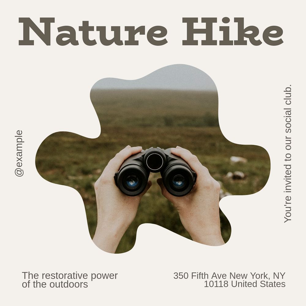 Nature hike social media template, editable design