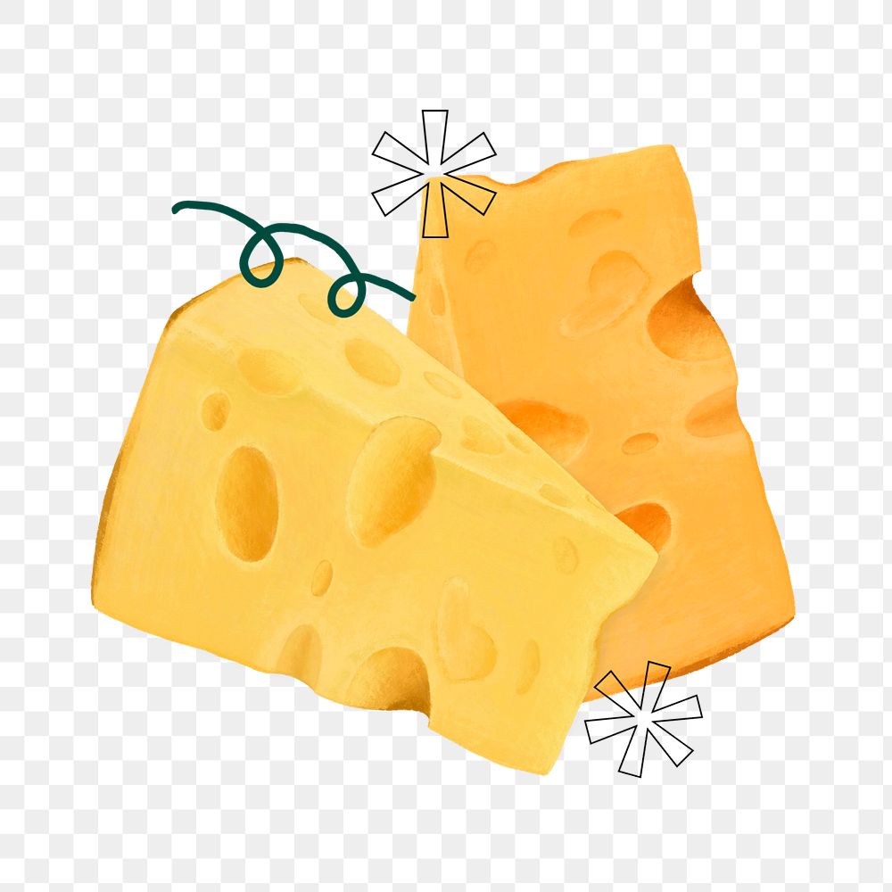 Alpine cheese png sticker, dairy food illustration, editable design