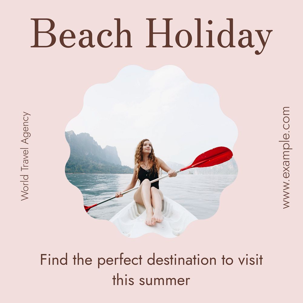 Beach holiday Instagram post template, editable text