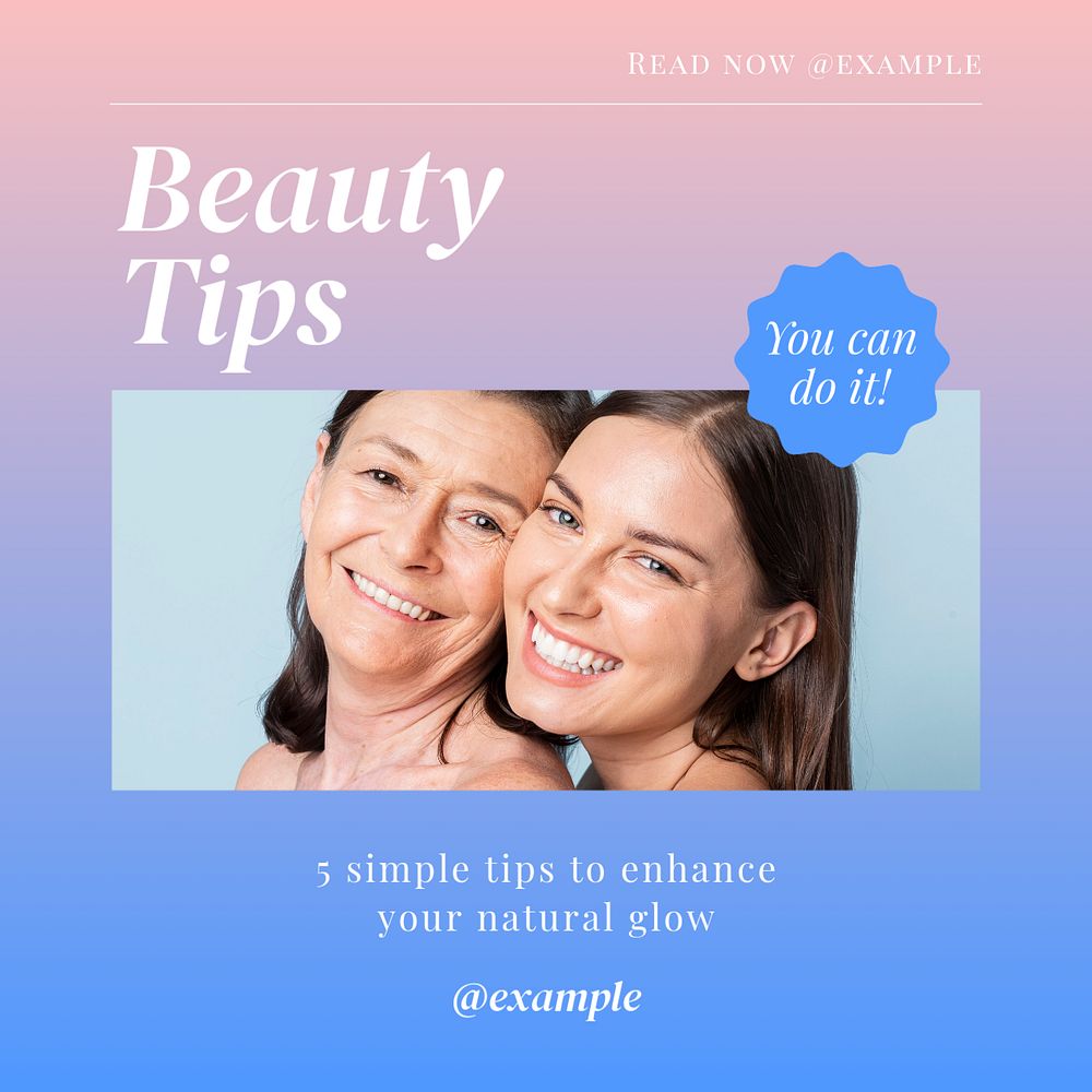 Beauty tips Instagram post template, editable text