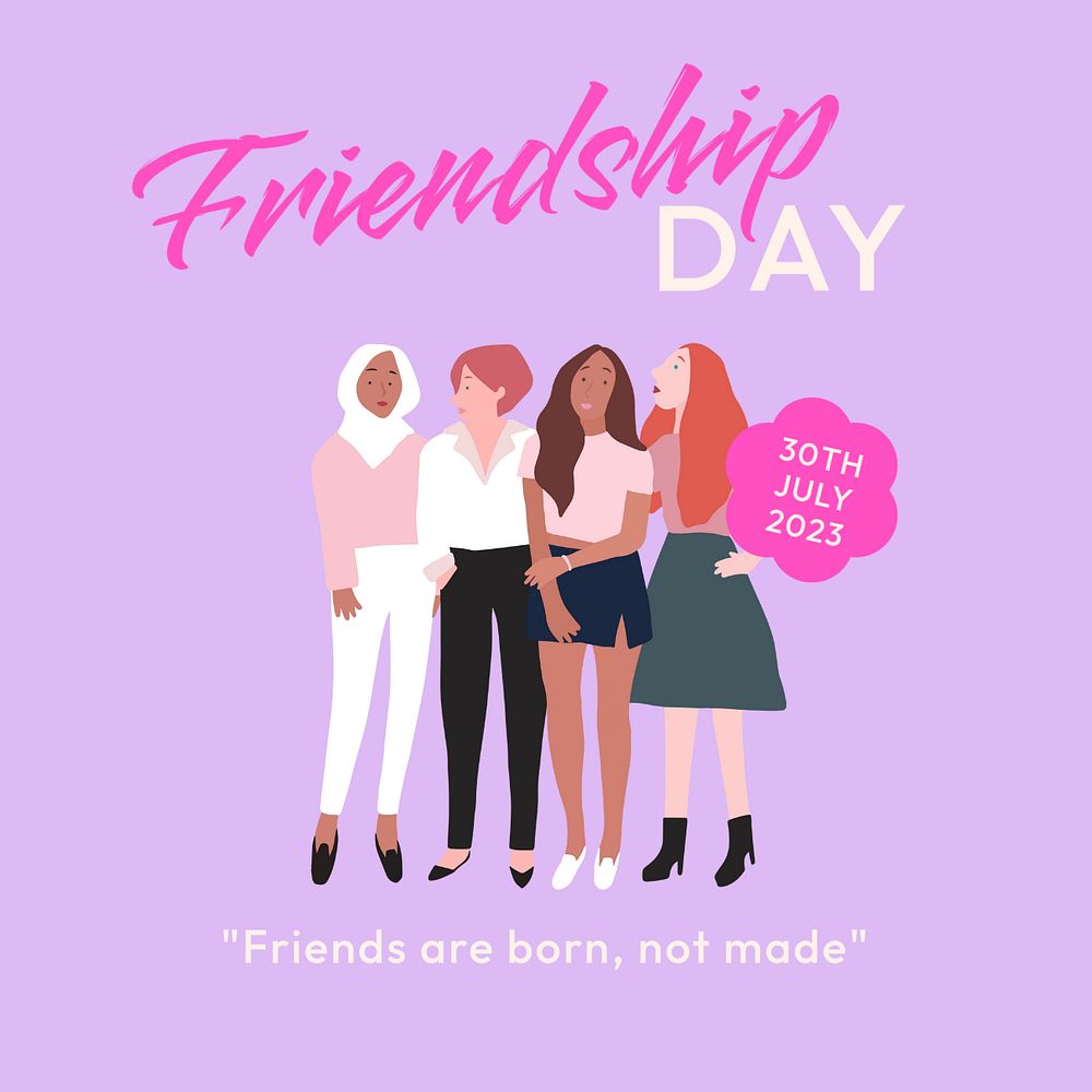 Friendship day Instagram post template, editable text