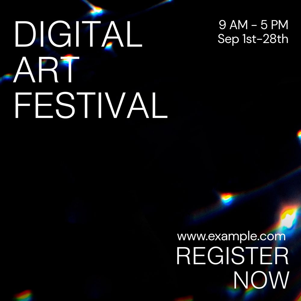 Digital art festival Instagram post template, editable text