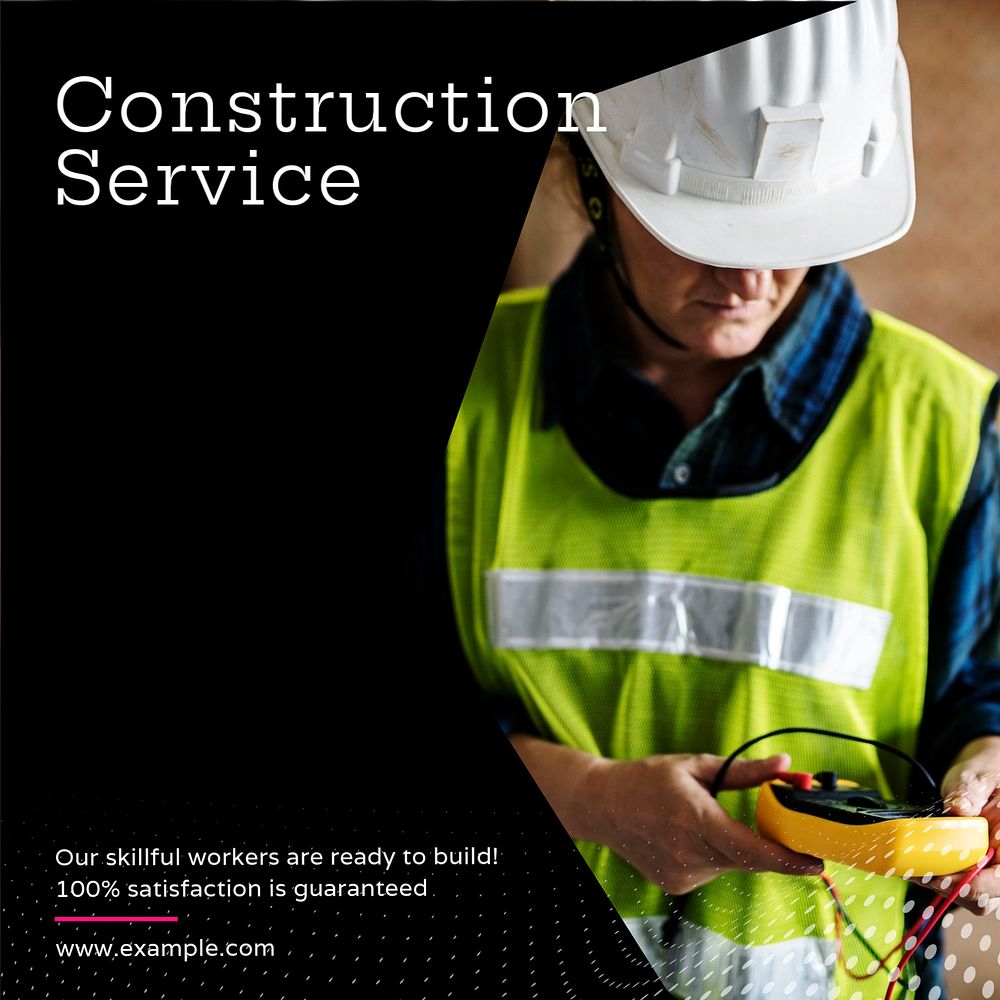 Construction service Instagram post template, editable text