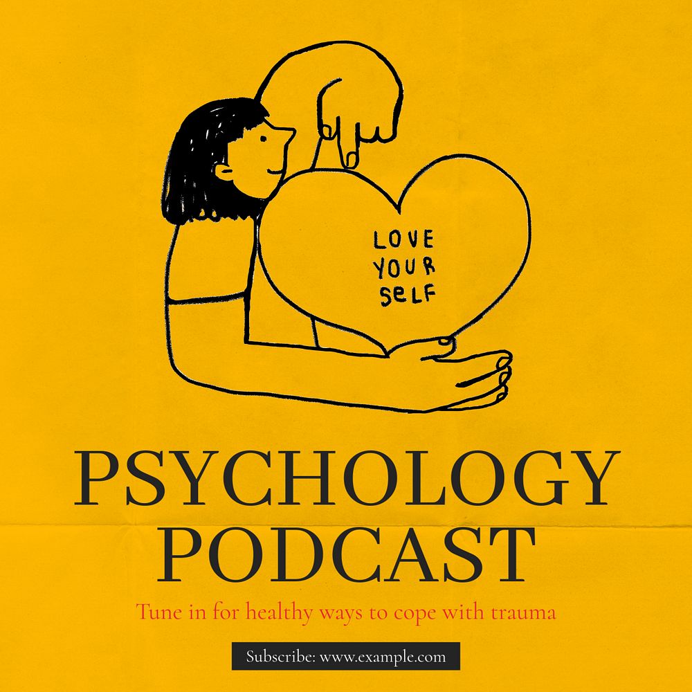 Psychology podcast Instagram post template, editable text