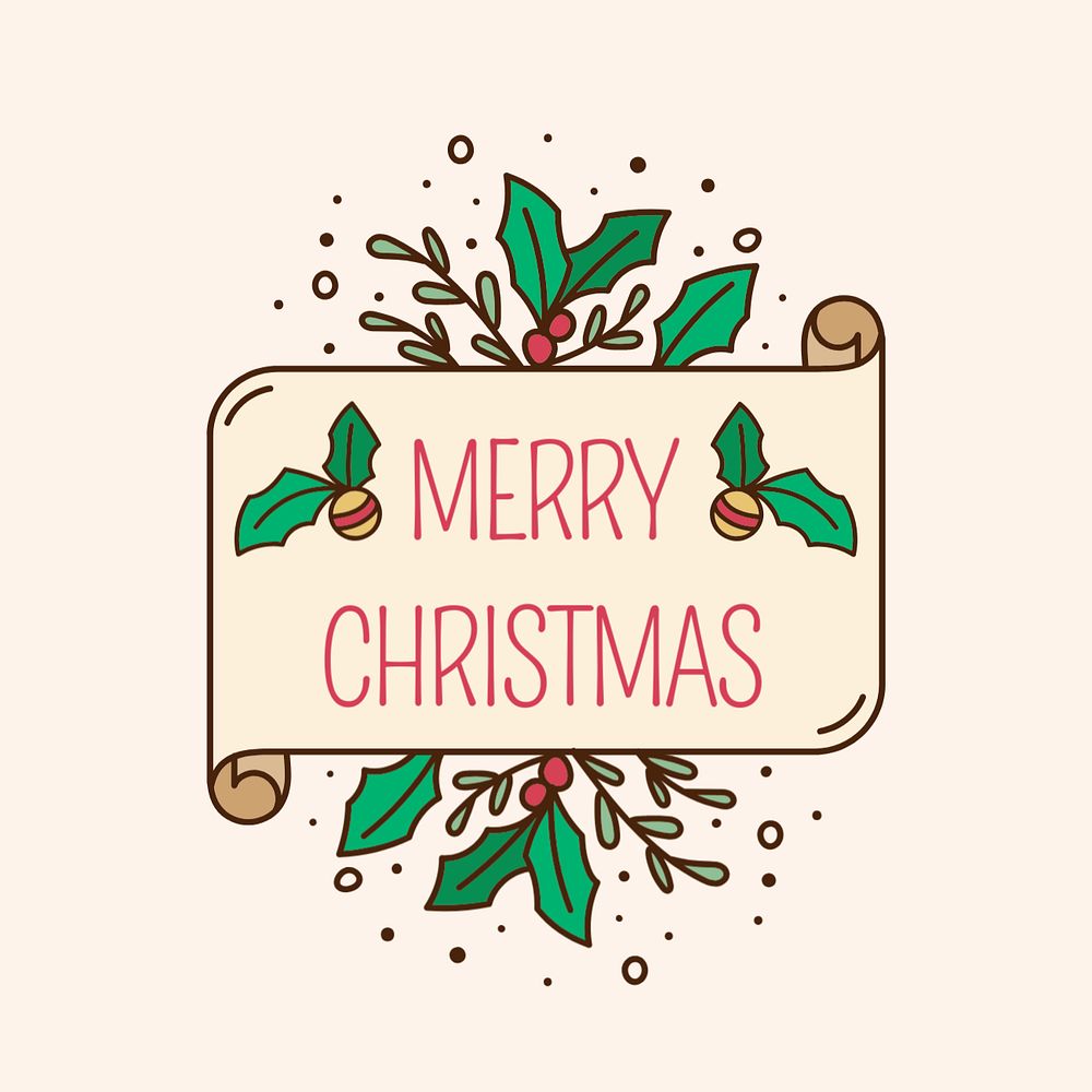 Merry Christmas word, greeting badge, editable design