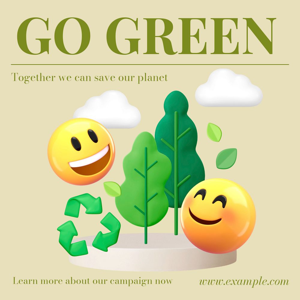 Go green Instagram post template, editable text