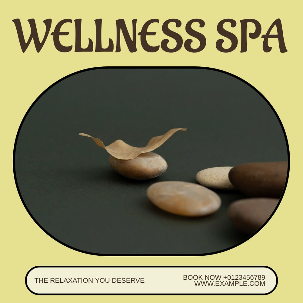 Wellness spa Instagram post template, editable text