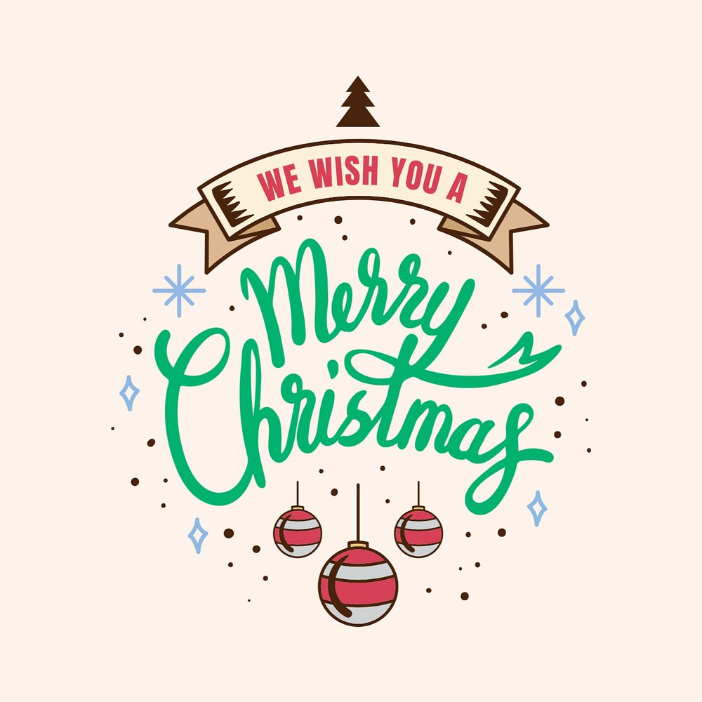 Merry Christmas word, greeting badge, editable design