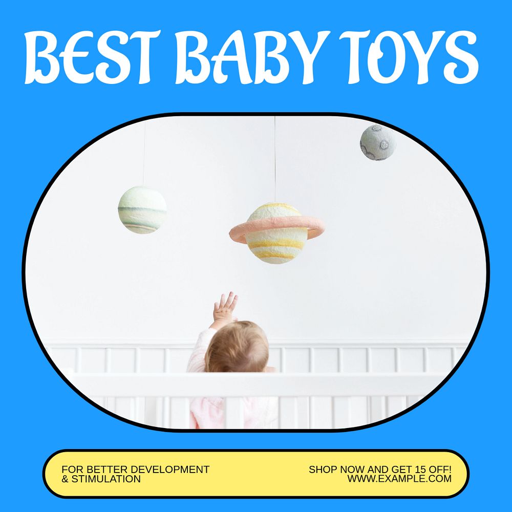 Baby toys Instagram post template, editable text