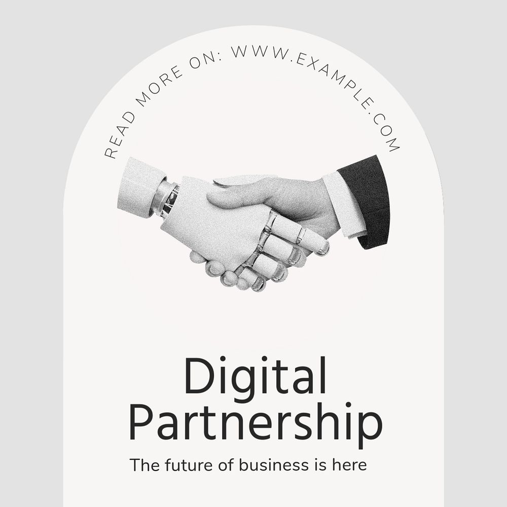 Digital partnership post template, editable text for social media