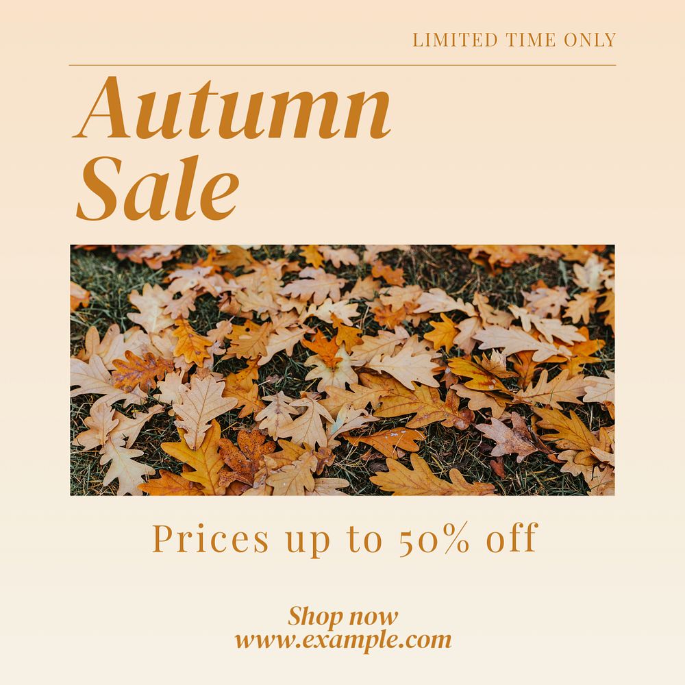 Autumn sale Instagram post template, editable text