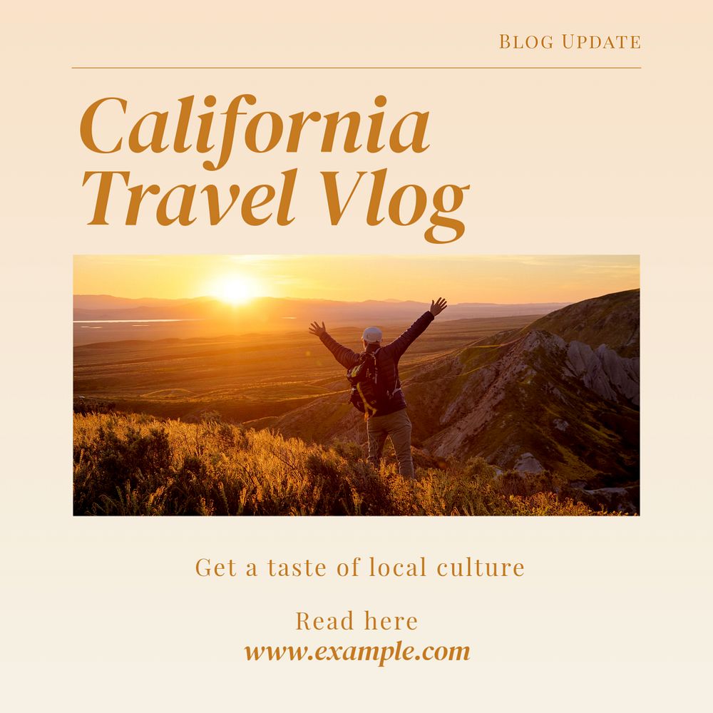 Travel vlog Instagram post template, editable text