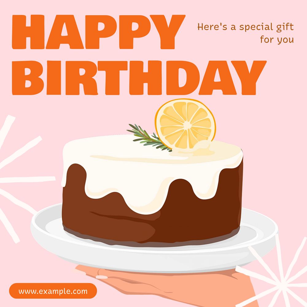 Happy birthday Instagram post template, editable text