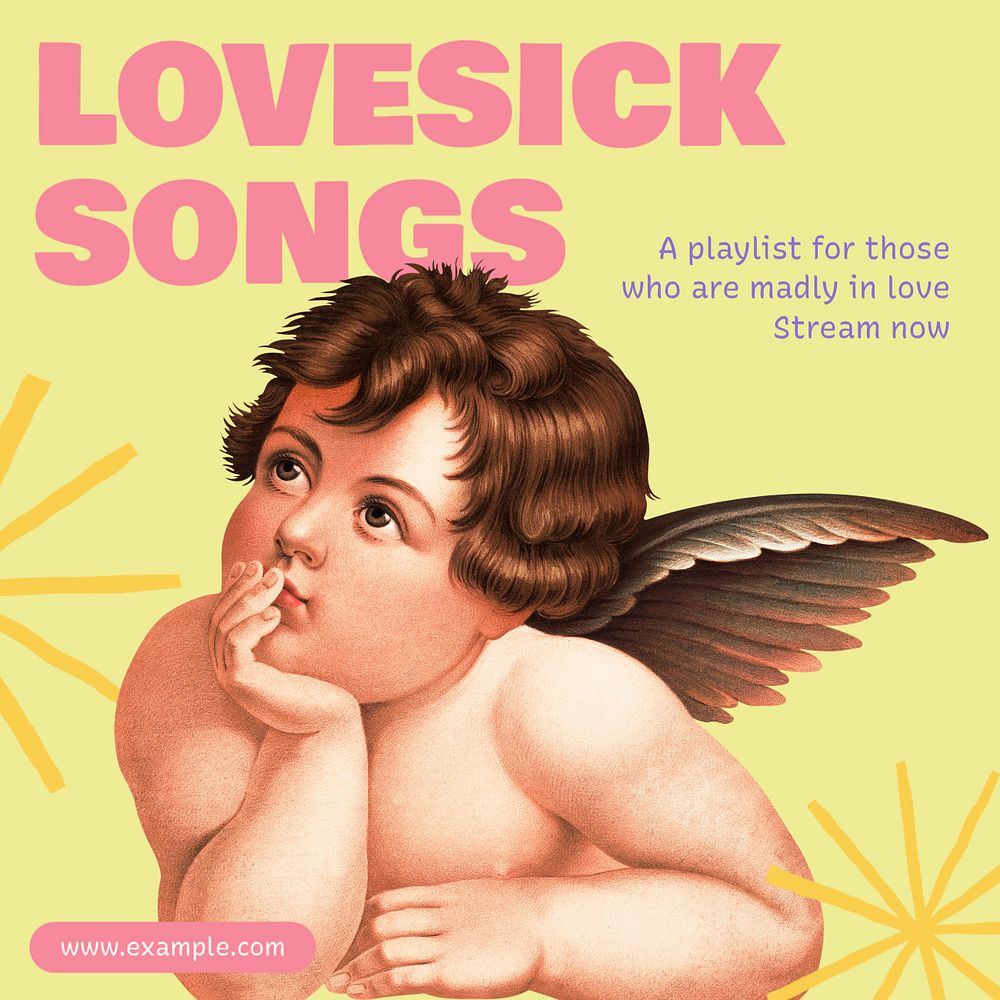 Lovesick songs Instagram post template, editable text