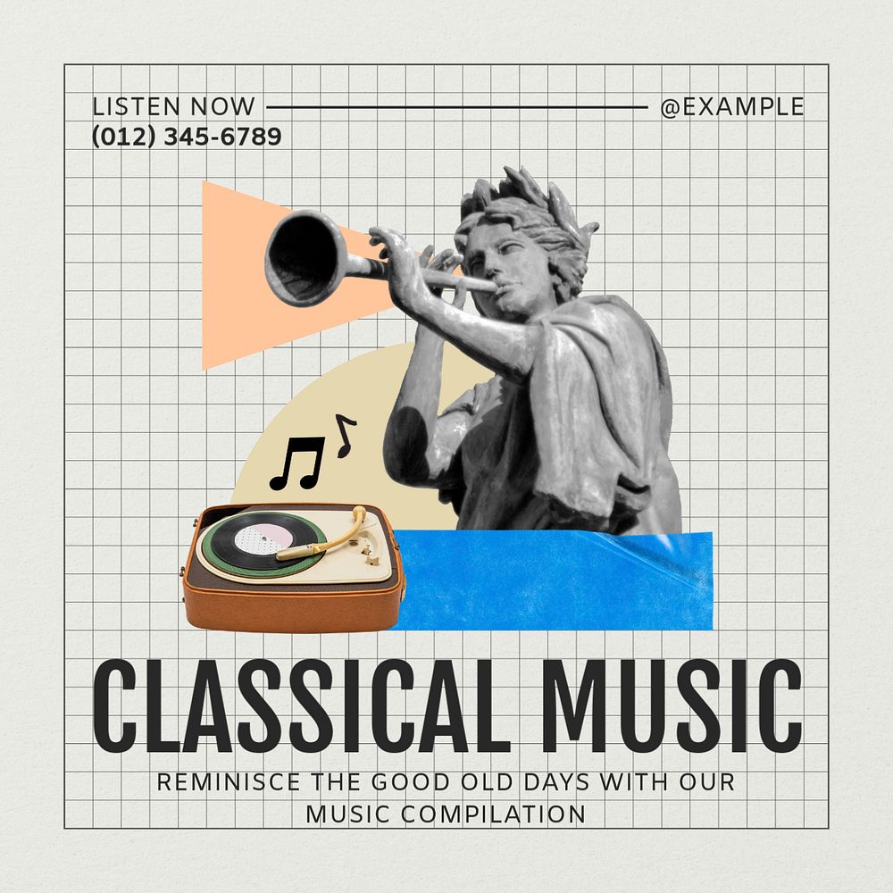 Classical music Instagram post template, editable text