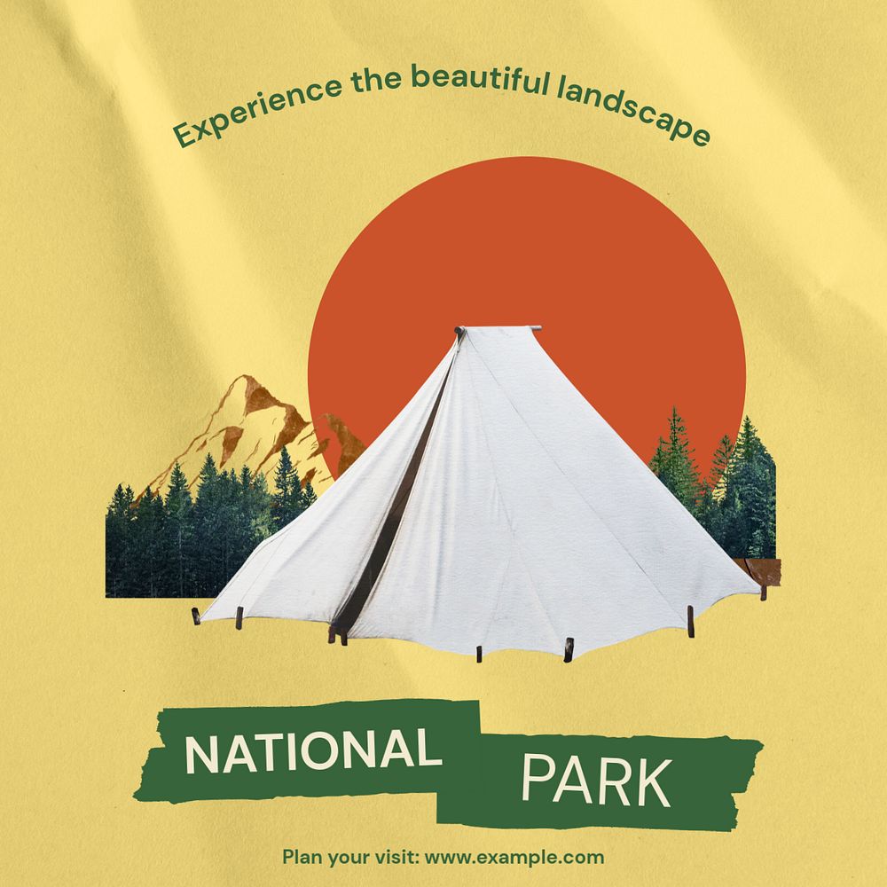 National park Instagram post template, editable text