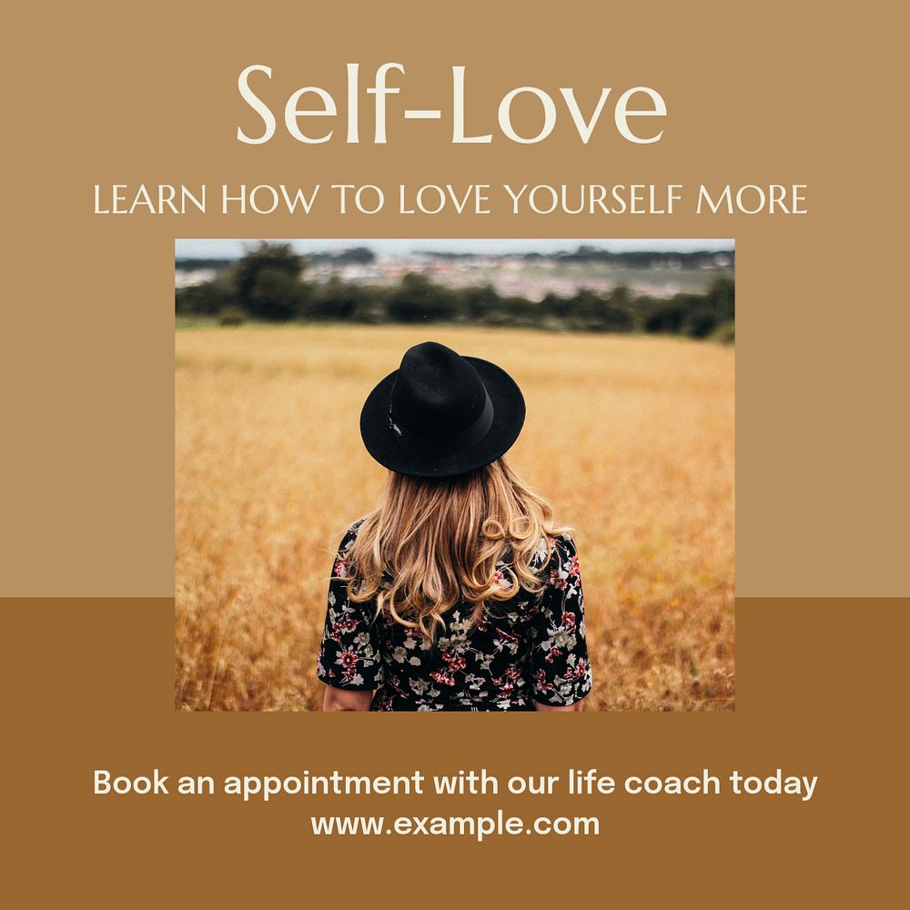 Self-love Instagram post template, editable text