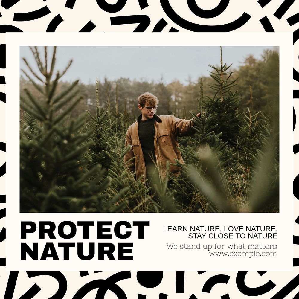 Protect nature Instagram post template, editable text