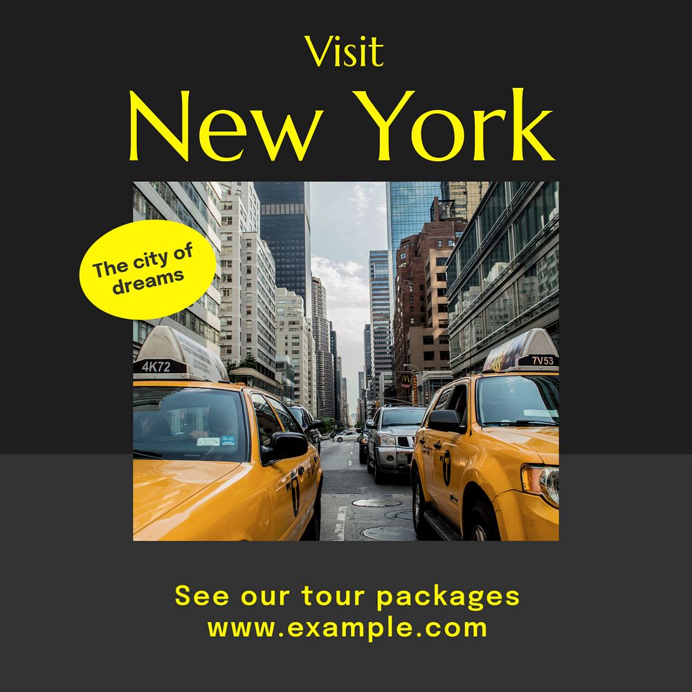 New york Instagram post template, editable text