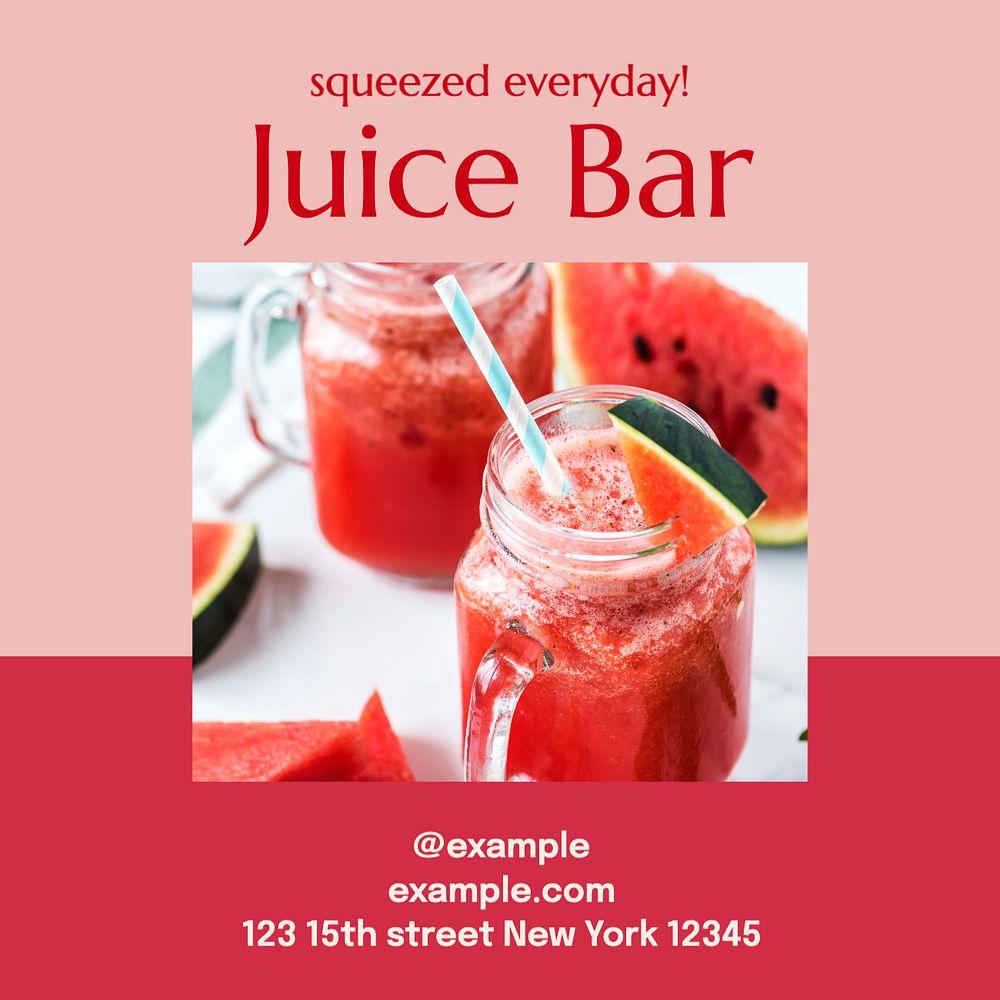 Juice bar Instagram post template, editable text