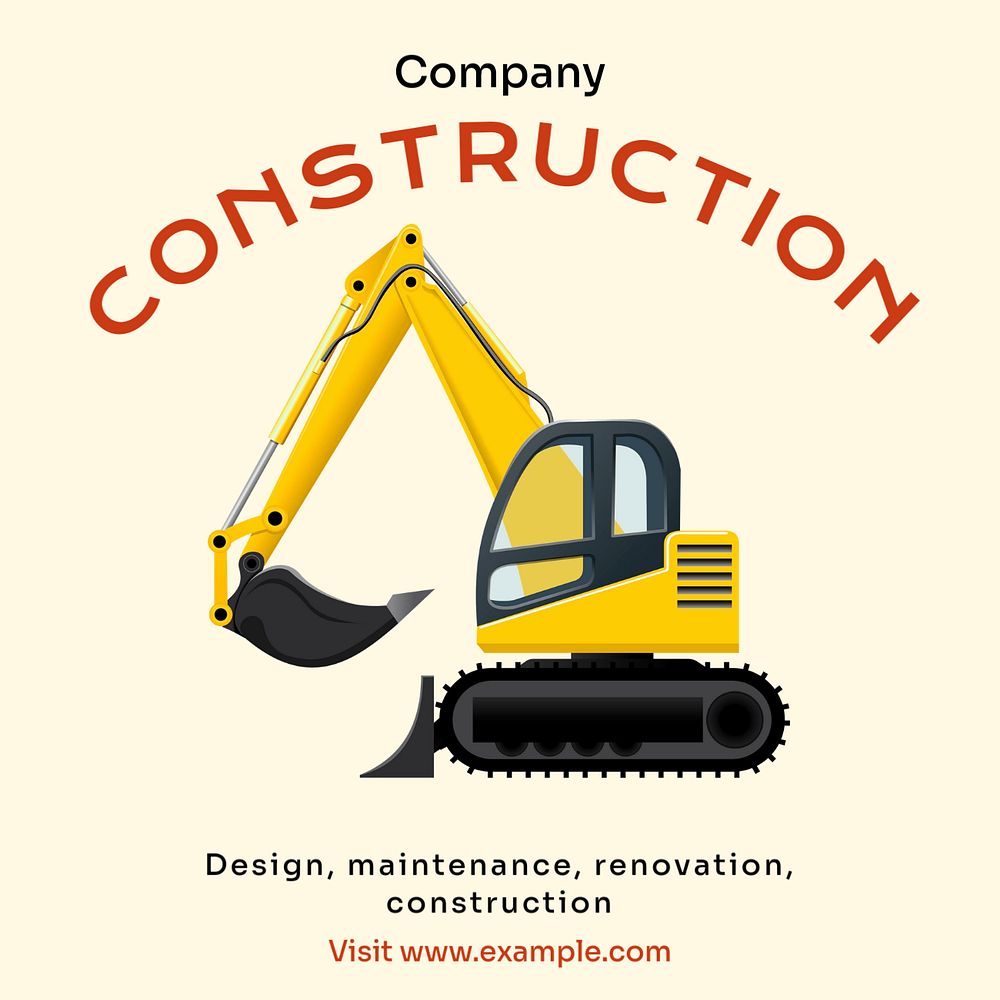 Construction company Instagram post template, editable text