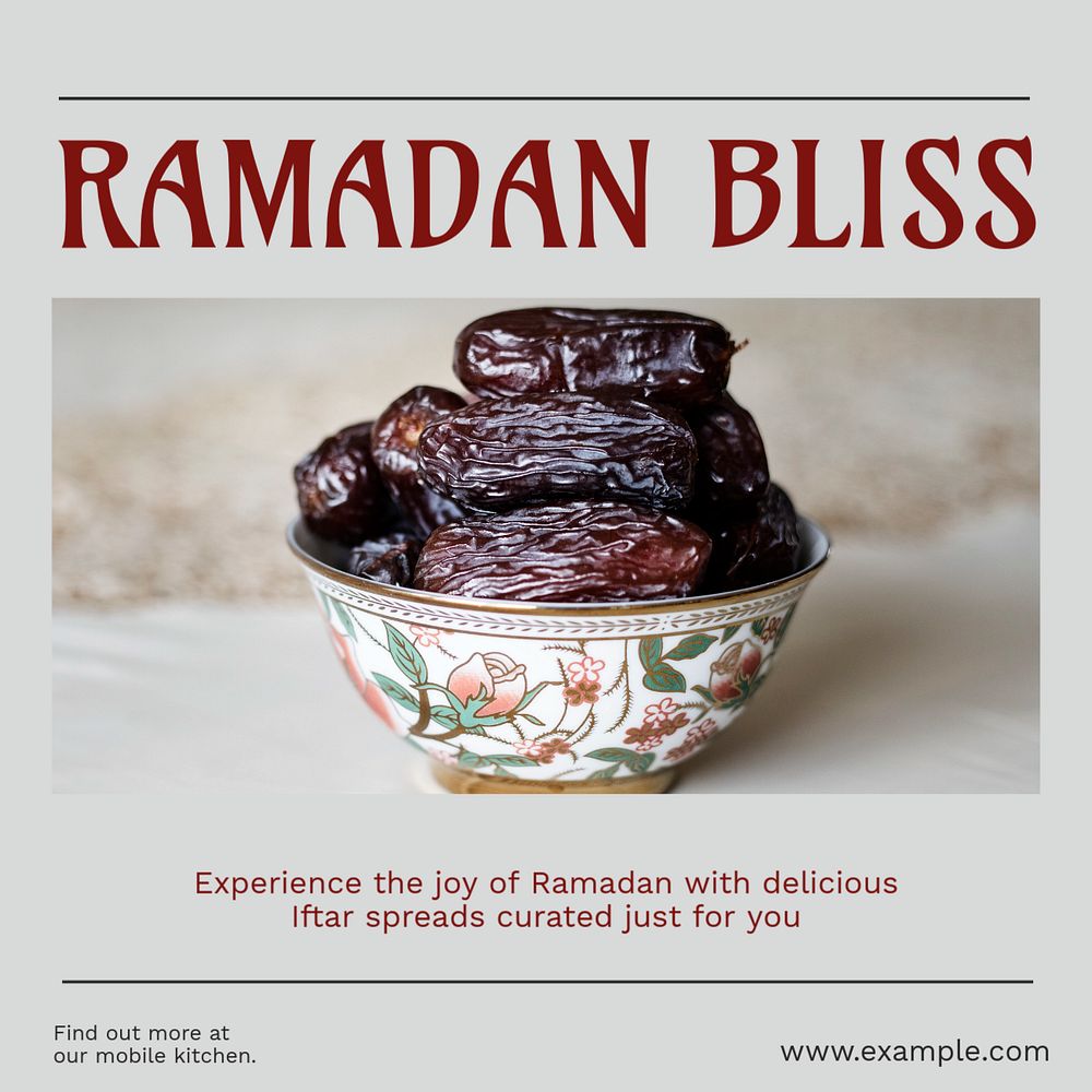 Ramadan bliss Instagram post template, editable design