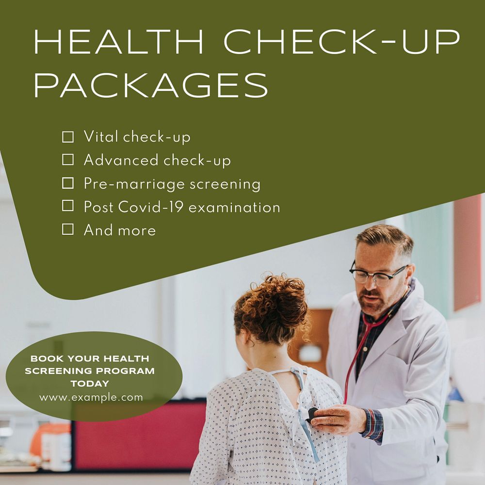 Health check-up packages Instagram post template, editable text