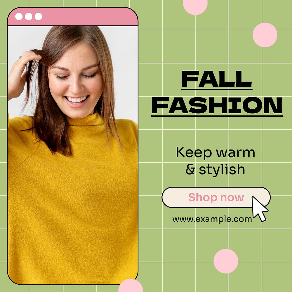 Fall fashion Instagram post template, editable design