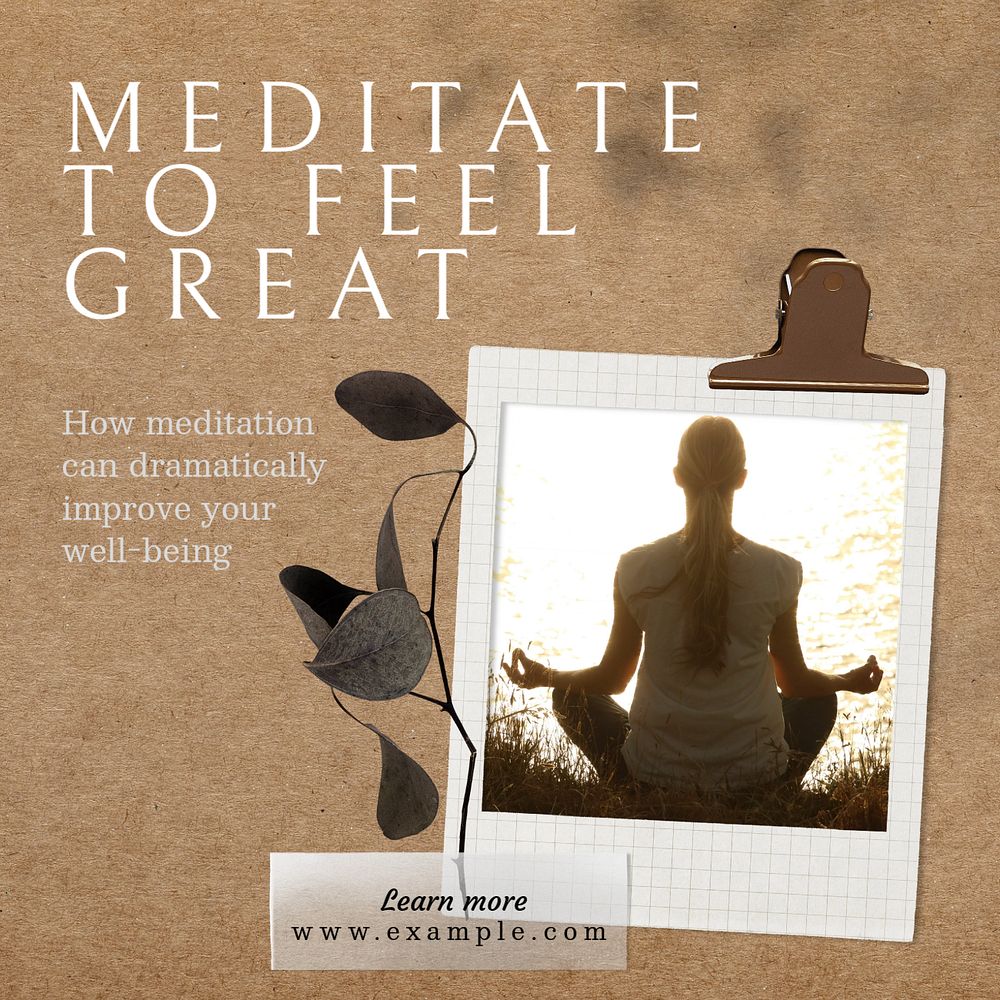 Meditate  Facebook post template, editable design