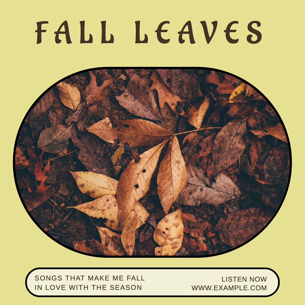 Fall playlist Instagram post template, editable text