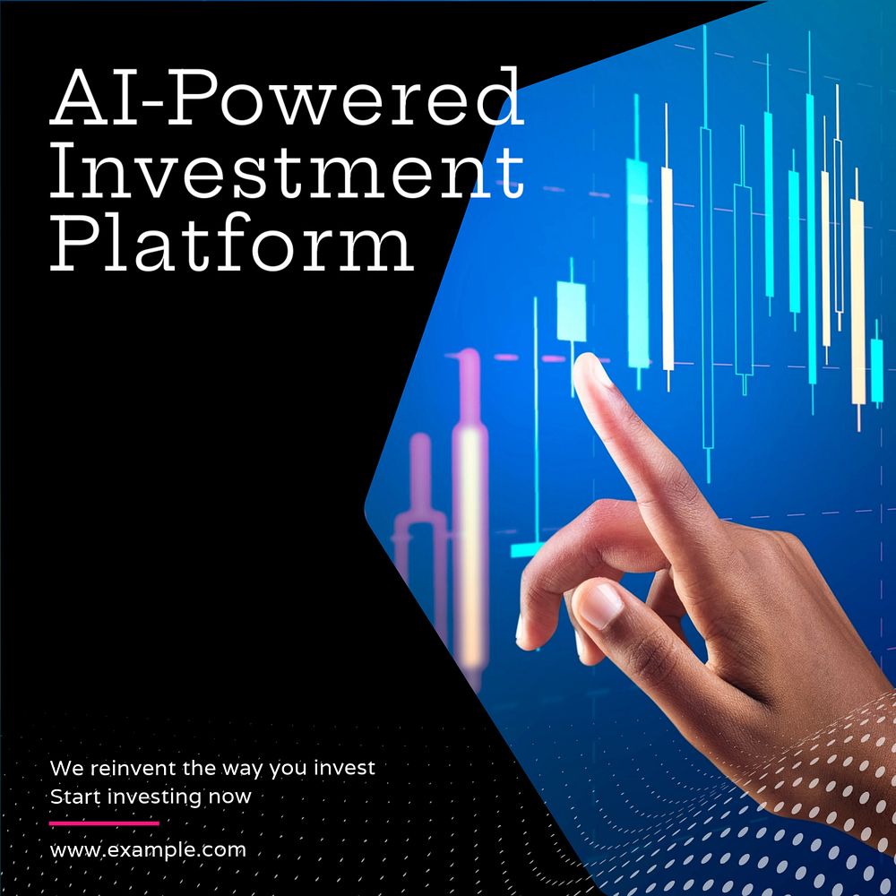 AI investment platform post template, editable social media design