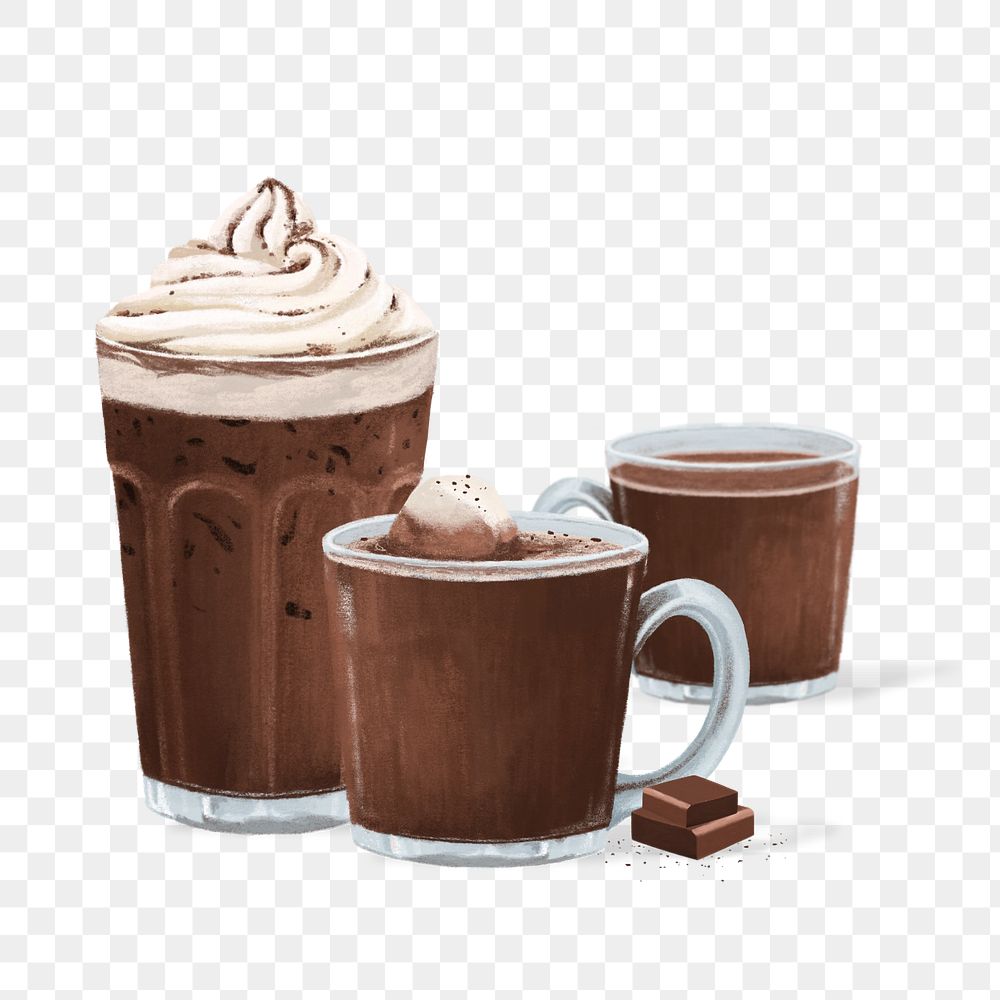 Chocolate drink png sticker, sweet beverage illustration, editable design