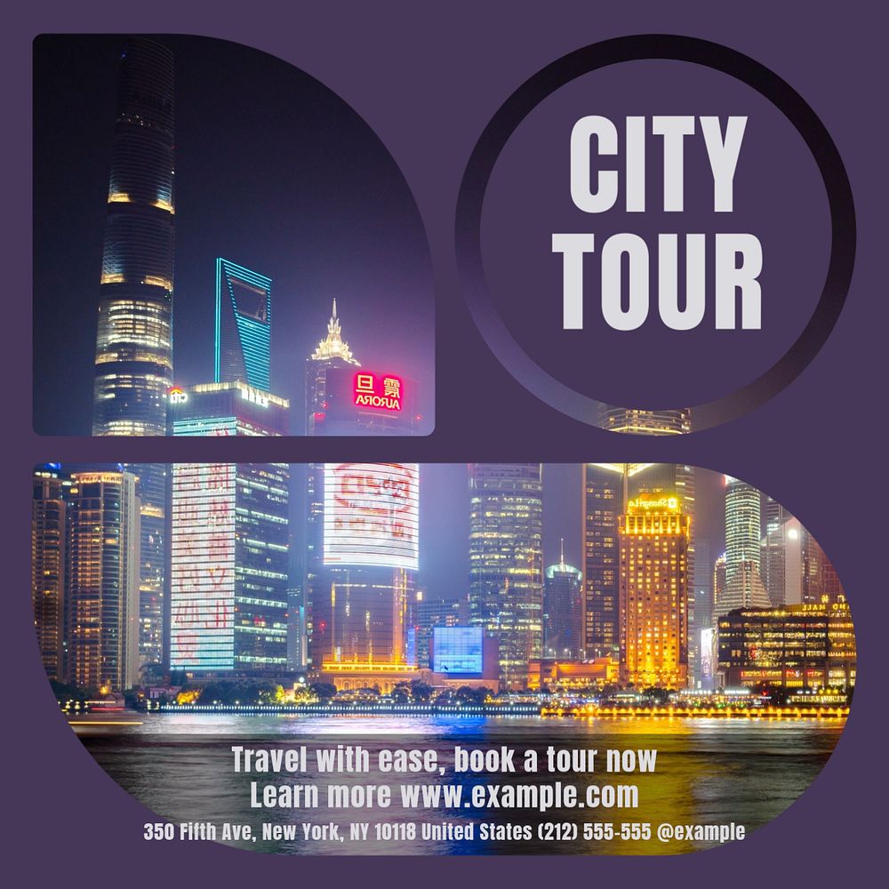 City tour Instagram post template, editable design