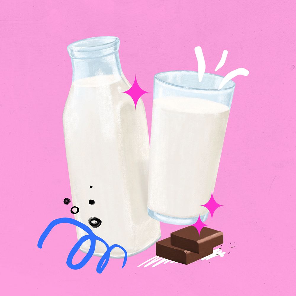 Milk and chocolate, drink illustration, editable design