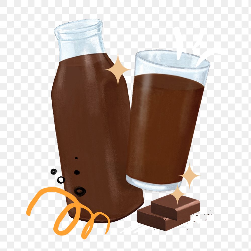 Chocolate milk png sticker, drink illustration, editable design