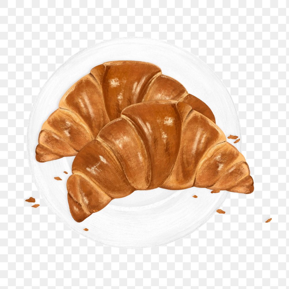 Homemade croissants png sticker, breakfast food illustration, editable design