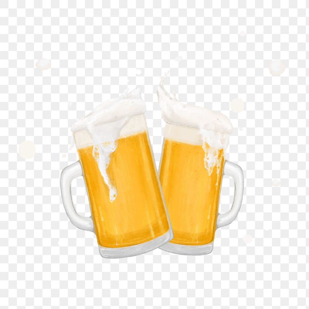 Cheering beer glasses png sticker, alcoholic beverage illustration, editable design