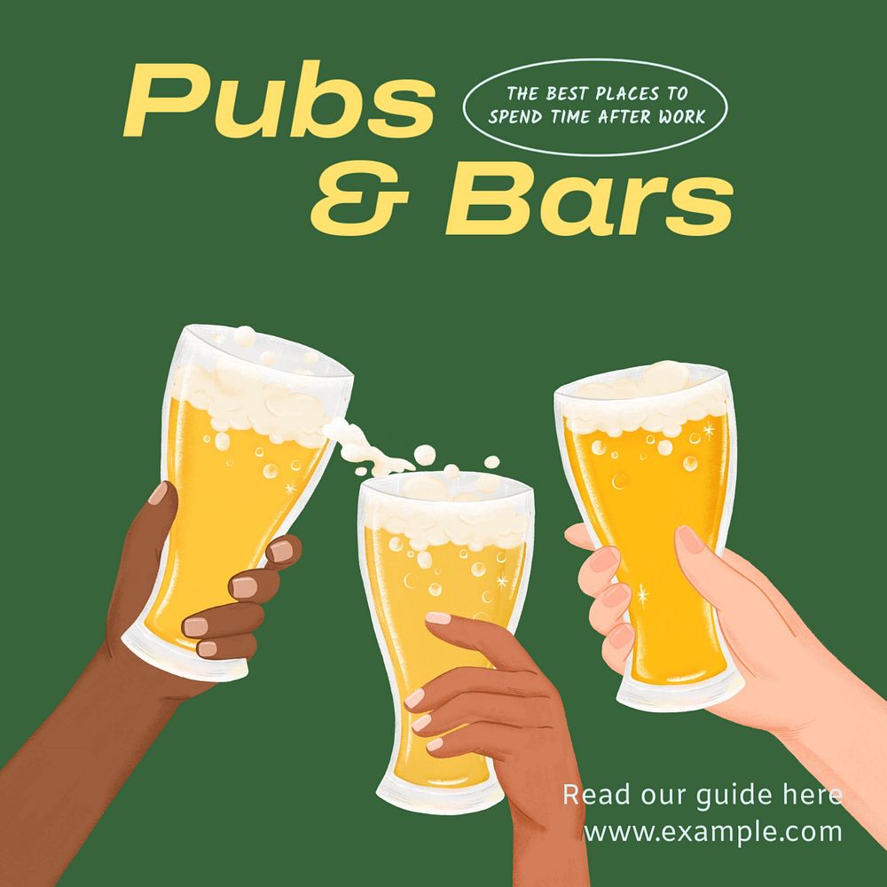 Pubs & bars Instagram post template, editable text