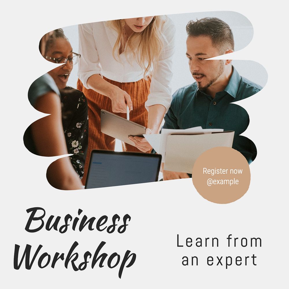 Business workshop Instagram post template, editable text