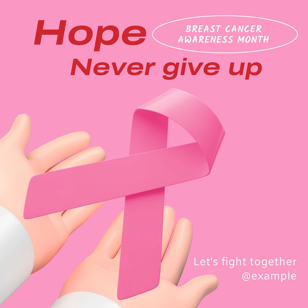 Hope & fight cancer post template, editable social media design